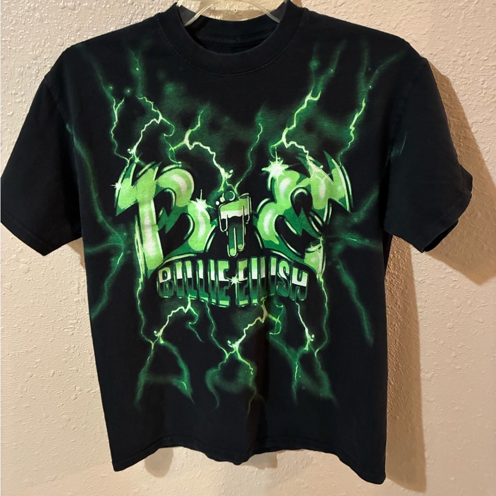 Billie Eilish Green Lightning Tee Shirt